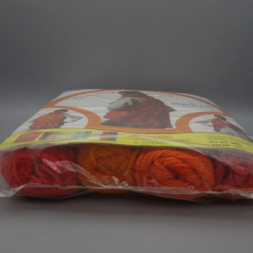 Bucilla Crochet Sweater Vest, Poncho Kit in Bright Oranges, One Size Fits All, D - Picture 3 of 10